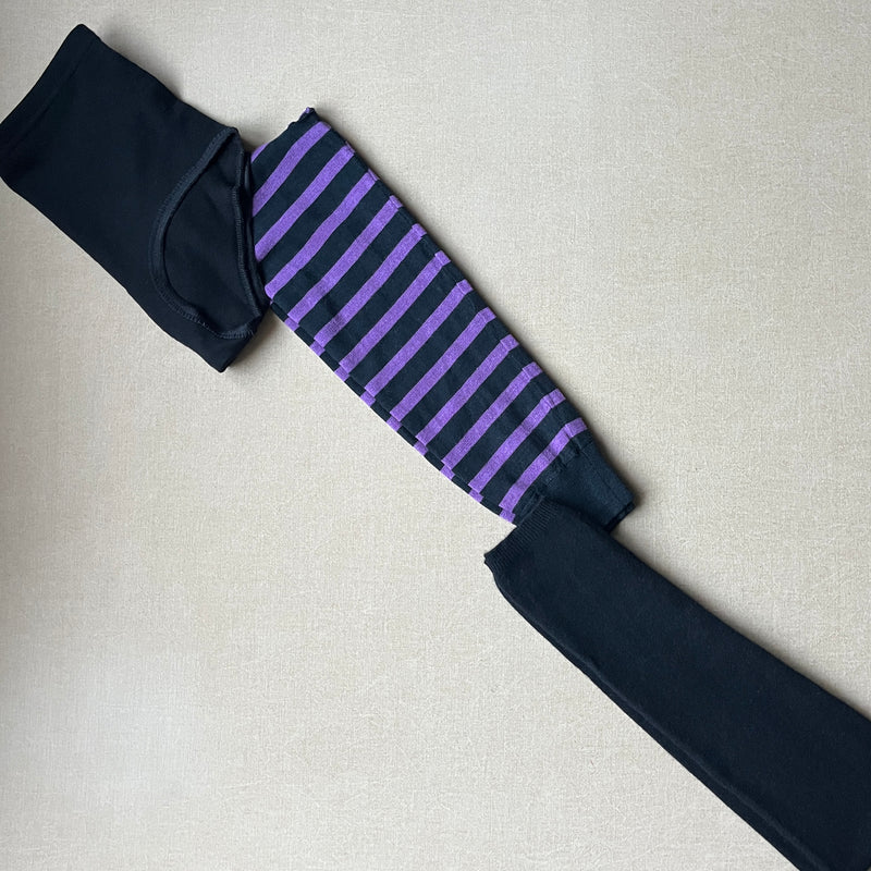 black w/ purple stripe longjohns in S